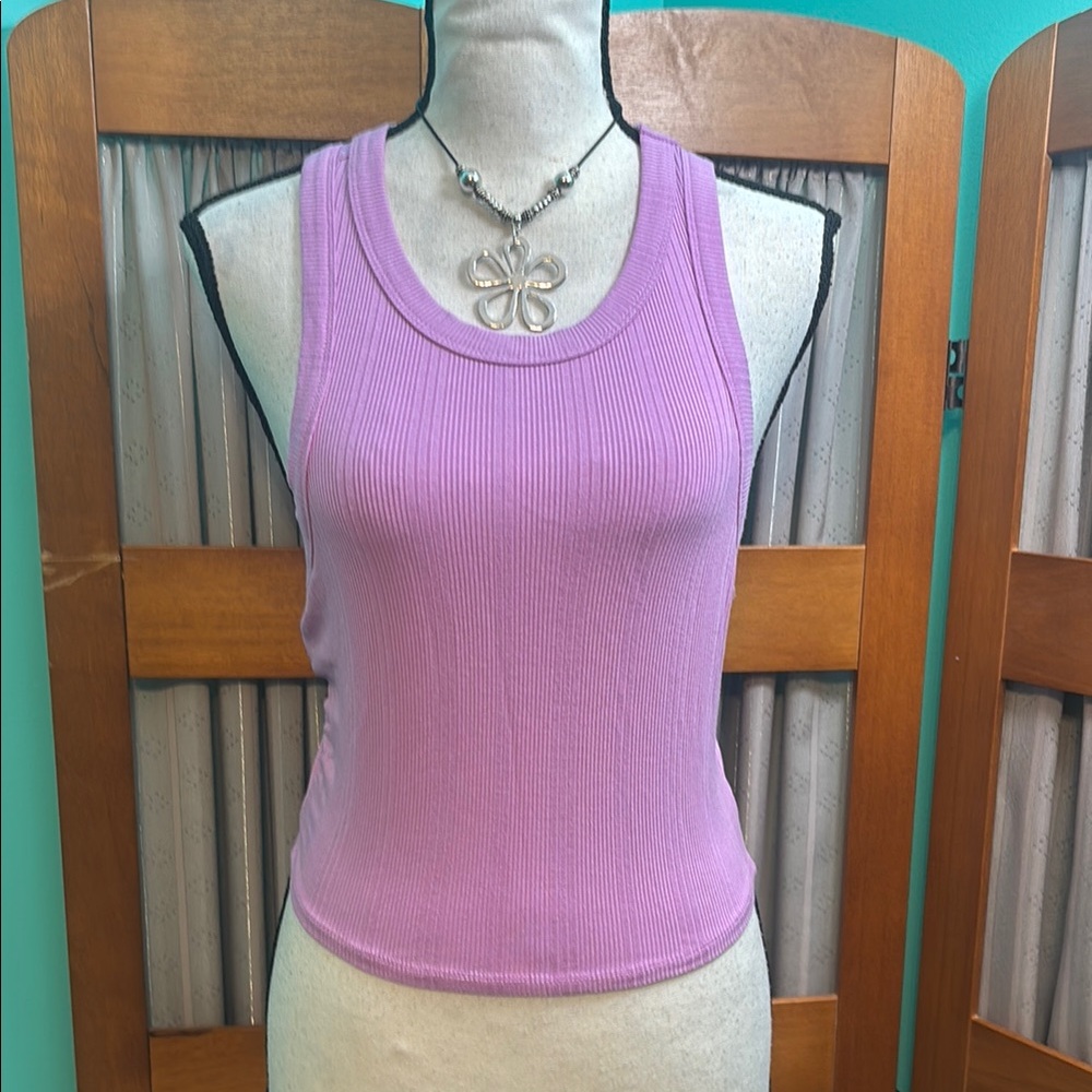 Bozzolo Ribbed Sleeveless razorback Purple Tank Top